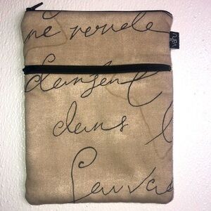 VARU medium size cosmetic bag beige with brown print